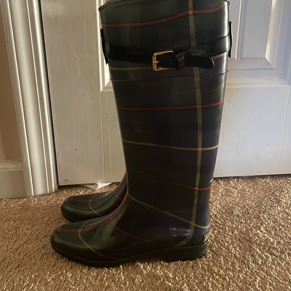 High Calf Plaid Ralph Lauren Rain Boots. - Picture 2 of 6